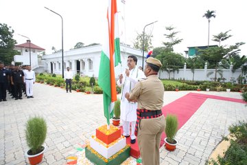 77th Independence Day being celebrated with patriotic fervor in Tripura; CM Dr. Manik Saha hoists tri-colour at Assam Rifles ground in Agartala