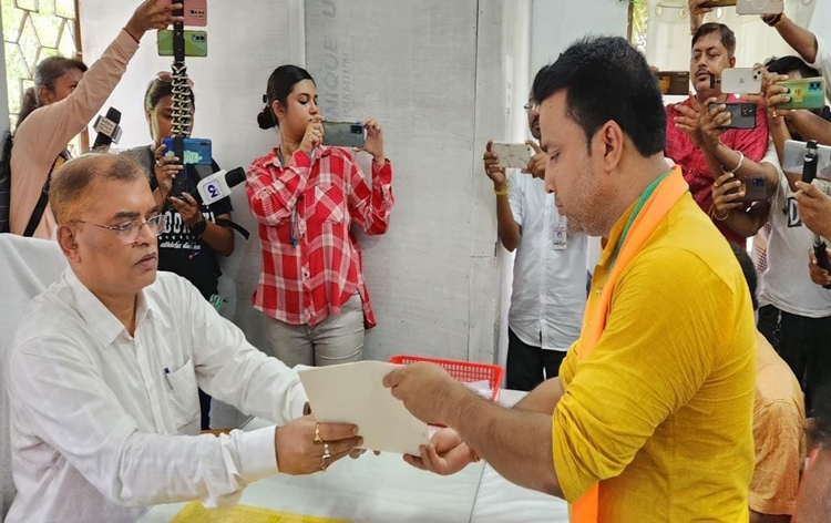 BJP candidate Bindu Debnath from Dhanpur Assembly seat in Tripura files nomination papers