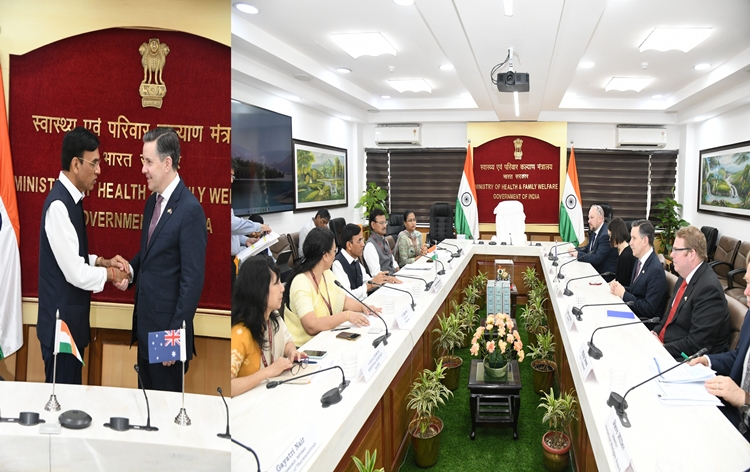 Health and Aged Care Minister of Australia Mark Butler meets Health and Family Welfare Minister Dr Mansukh Mandaviya in New Delhi