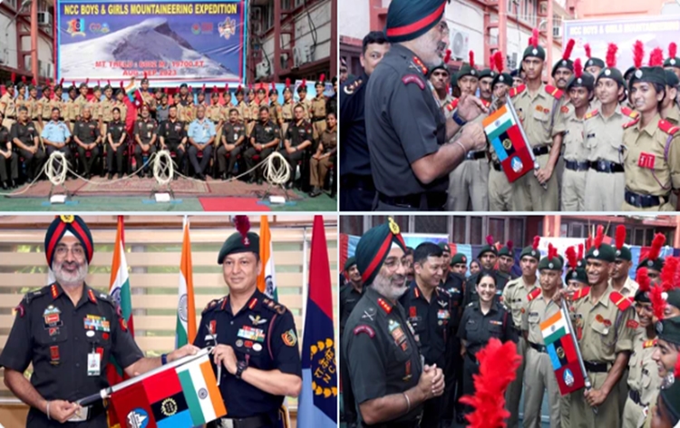 NCC LG Gurbirpal Singh flags off National Cadet Corps Boys and Girls Mountaineering Expedition to Mount Thelu Peak