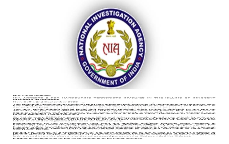 NIA arrests 2 for harbouring terrorists involved in civilian killings in J&K’s Rajouri